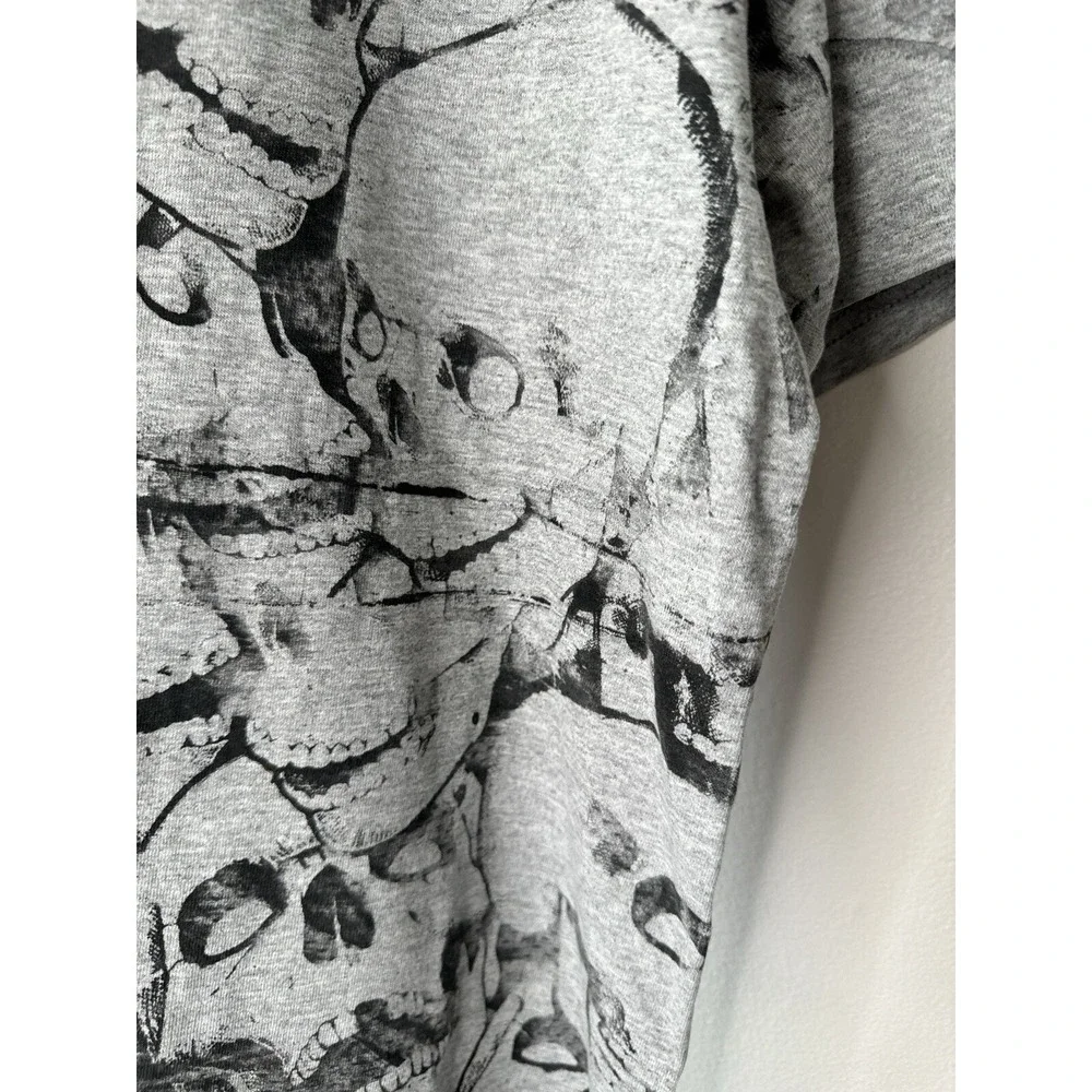 Vintage Nike Skull All Over Print AOP T Shirt Y2K XL Grey